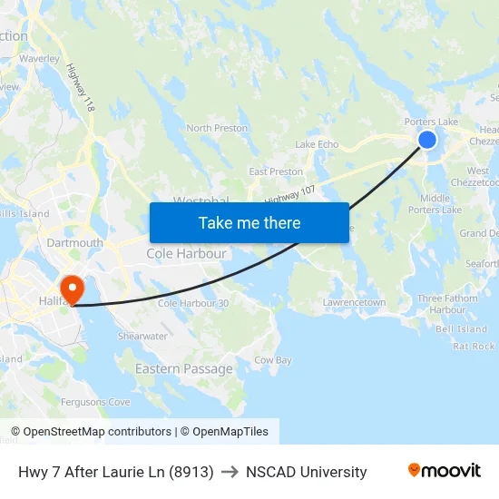 Hwy 7 After Laurie Ln (8913) to NSCAD University map