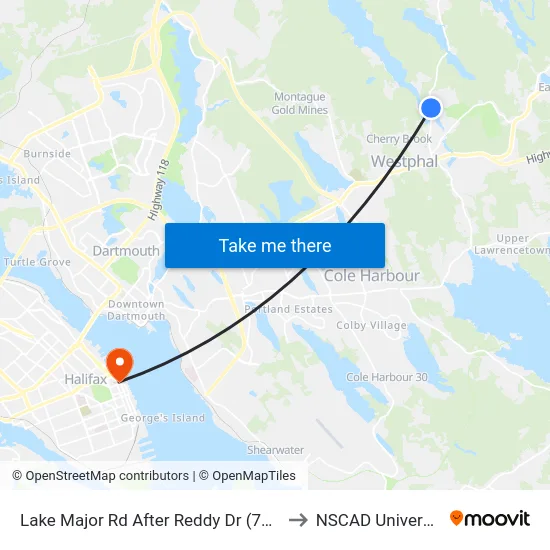 Lake Major Rd After Reddy Dr (7115) to NSCAD University map