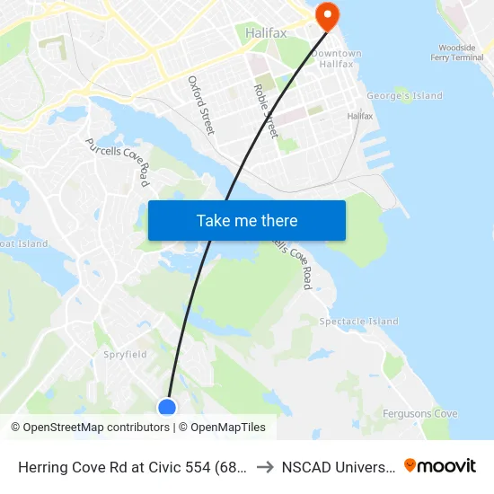 Herring Cove Rd at Civic 554 (6877) to NSCAD University map