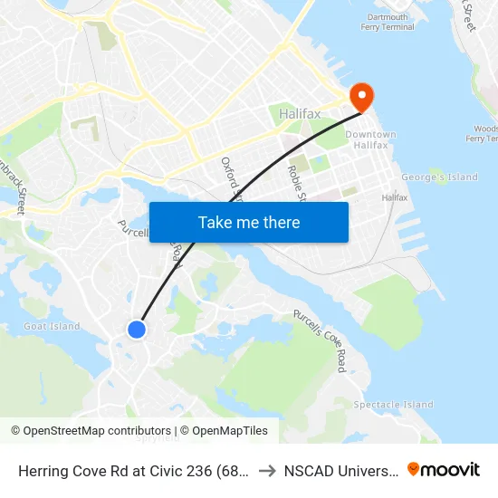Herring Cove Rd at Civic 236 (6872) to NSCAD University map