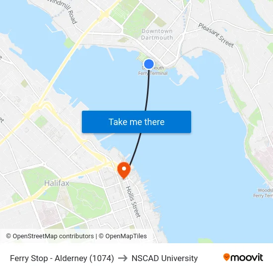 Ferry Stop - Alderney (1074) to NSCAD University map