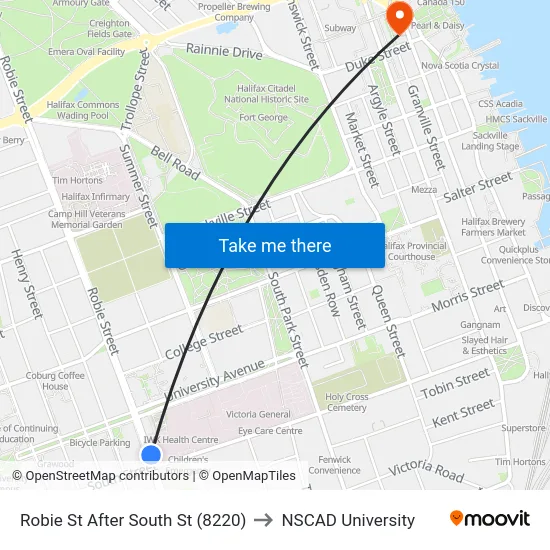 Robie St After South St (8220) to NSCAD University map