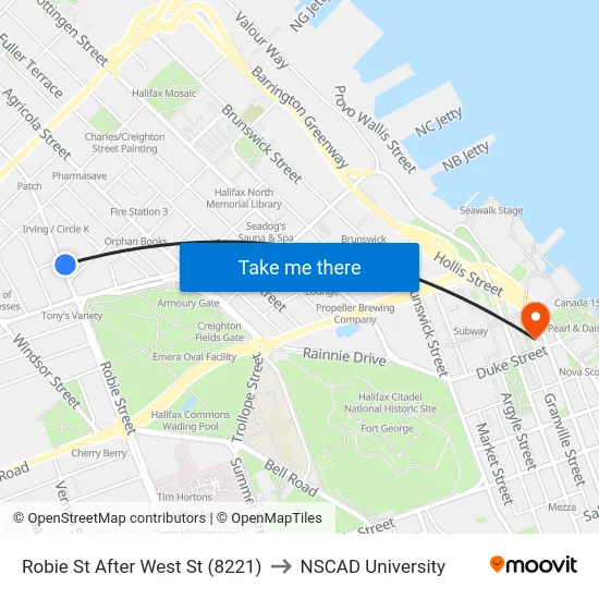 Robie St After West St (8221) to NSCAD University map