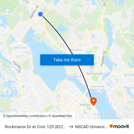Rockmanor Dr at Civic 125 (8229) to NSCAD University map