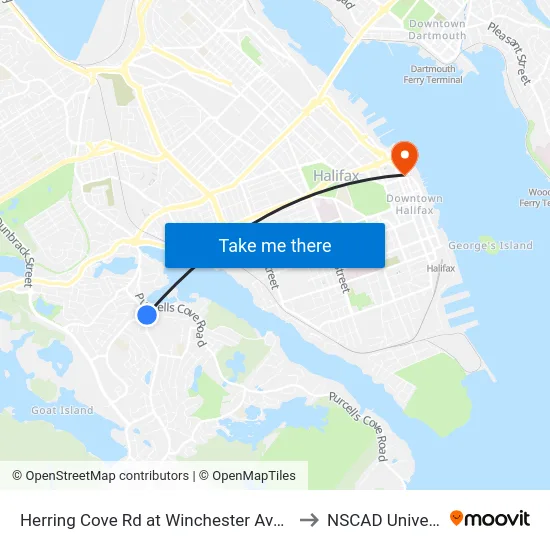 Herring Cove Rd at Winchester Ave (6906) to NSCAD University map