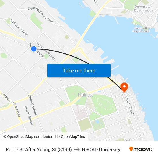 Robie St After Young St (8193) to NSCAD University map