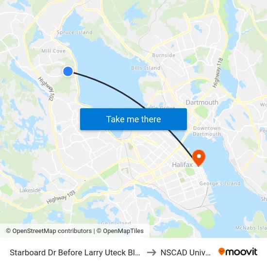 Starboard Dr Before Larry Uteck Blvd (8352) to NSCAD University map