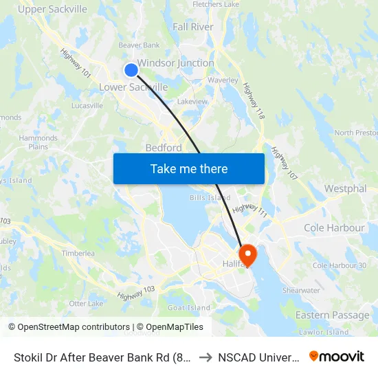 Stokil Dr After Beaver Bank Rd (8353) to NSCAD University map