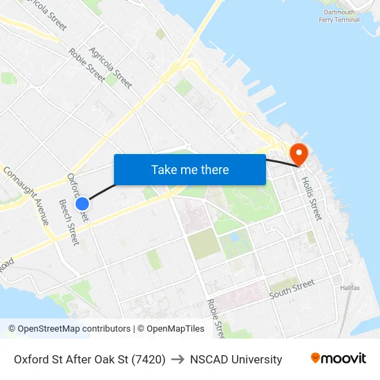 Oxford St After Oak St (7420) to NSCAD University map