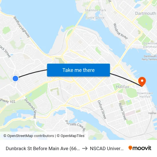 Dunbrack St Before Main Ave (6604) to NSCAD University map