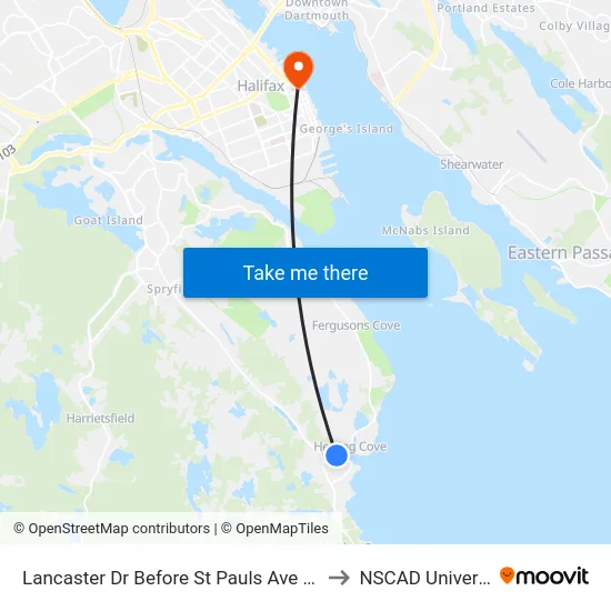 Lancaster Dr Before St Pauls Ave (9020) to NSCAD University map