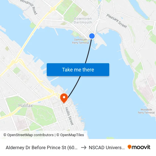 Alderney Dr Before Prince St (6029) to NSCAD University map