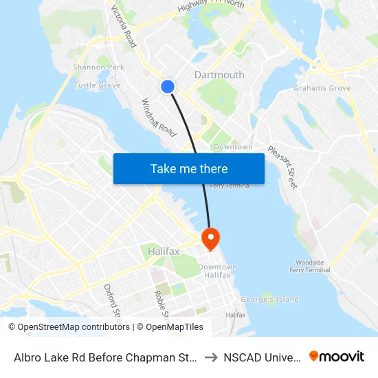 Albro Lake Rd Before Chapman St (6020) to NSCAD University map