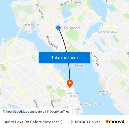 Albro Lake Rd Before Slayter St (6021) to NSCAD University map