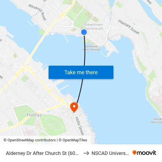 Alderney Dr After Church St (6026) to NSCAD University map
