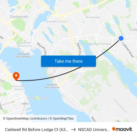 Caldwell Rd Before Lodge Ct (6335) to NSCAD University map