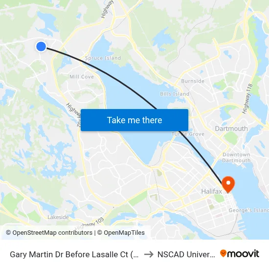 Gary Martin Dr Before Lasalle Ct (6330) to NSCAD University map