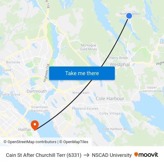 Cain St After Churchill Terr (6331) to NSCAD University map