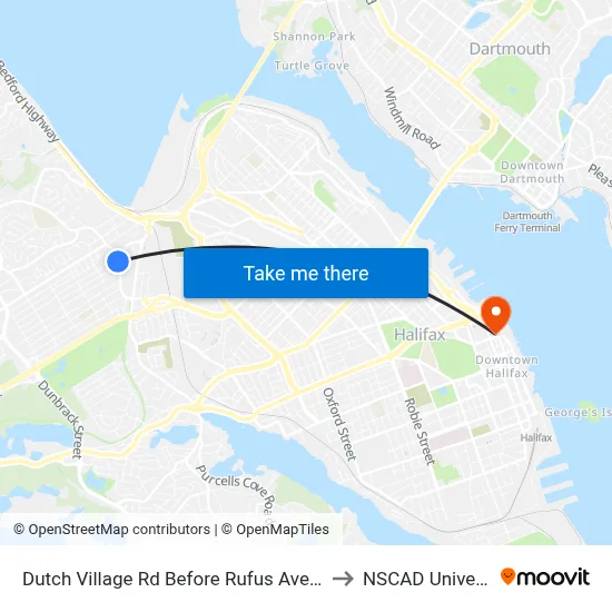 Dutch Village Rd Before Rufus Ave (6614) to NSCAD University map