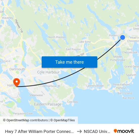 Hwy 7 After William Porter Connector (9079) to NSCAD University map
