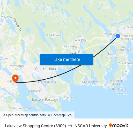 Lakeview Shopping Centre (8909) to NSCAD University map