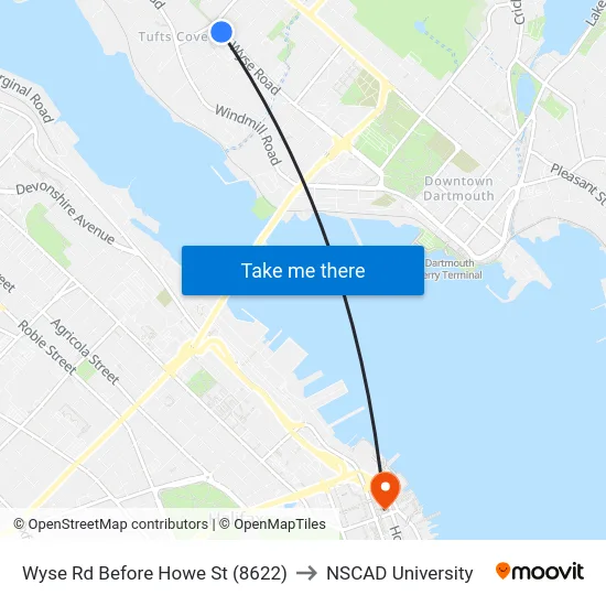 Wyse Rd Before Howe St (8622) to NSCAD University map