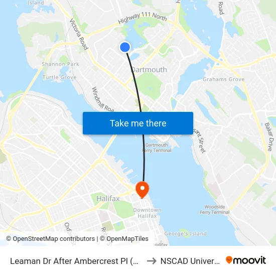 Leaman Dr After Ambercrest Pl (7126) to NSCAD University map