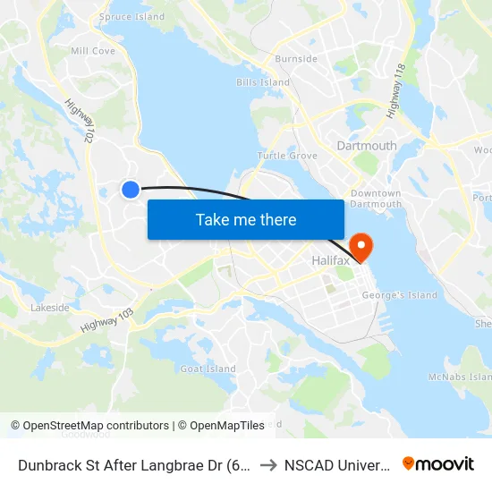 Dunbrack St After Langbrae Dr (6596) to NSCAD University map
