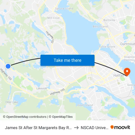 James St After St Margarets Bay Rd (8238) to NSCAD University map