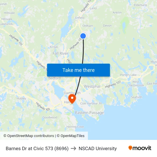 Barnes Dr at Civic 573 (8696) to NSCAD University map