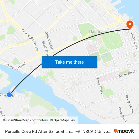 Purcells Cove Rd After Sailboat Ln (8122) to NSCAD University map