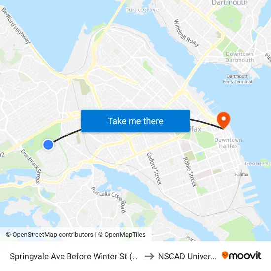 Springvale Ave Before Winter St (8348) to NSCAD University map