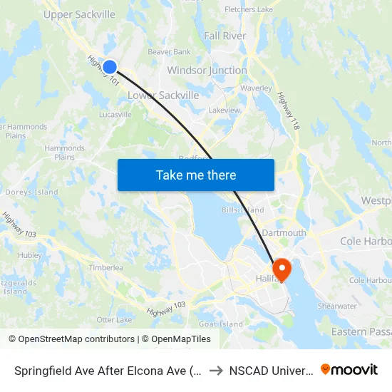 Springfield Ave After Elcona Ave (8342) to NSCAD University map