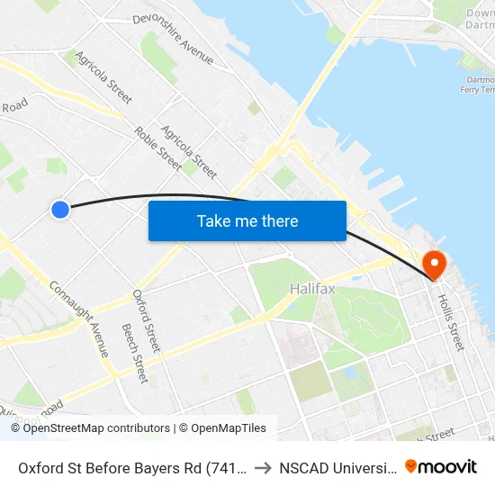 Oxford St Before Bayers Rd (7413) to NSCAD University map
