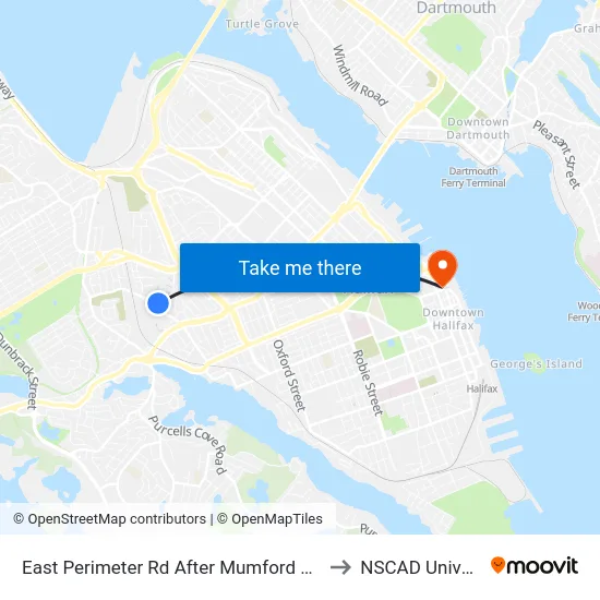 East Perimeter Rd After Mumford Rd (6617) to NSCAD University map