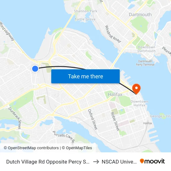 Dutch Village Rd Opposite Percy St (6616) to NSCAD University map
