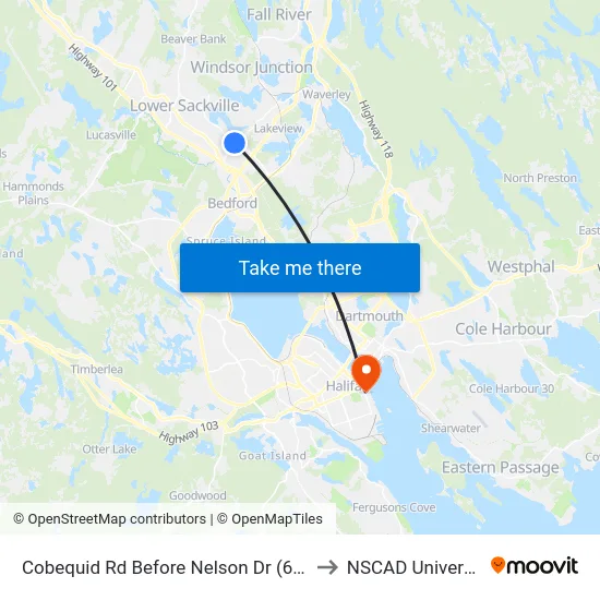 Cobequid Rd Before Nelson Dr (6444) to NSCAD University map
