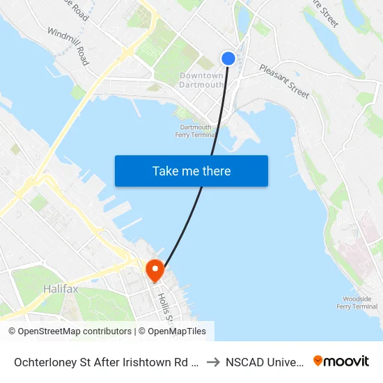 Ochterloney St After Irishtown Rd (7386) to NSCAD University map