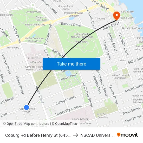 Coburg Rd Before Henry St (6454) to NSCAD University map