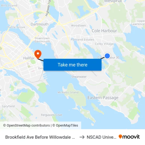 Brookfield Ave Before Willowdale Dr (6322) to NSCAD University map