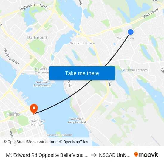 Mt Edward Rd Opposite Belle Vista Dr (7256) to NSCAD University map