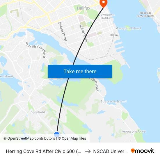 Herring Cove Rd After Civic 600 (6854) to NSCAD University map