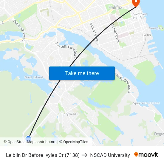 Leiblin Dr Before Ivylea Cr (7138) to NSCAD University map