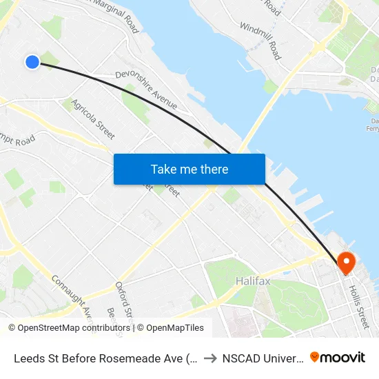 Leeds St Before Rosemeade Ave (7133) to NSCAD University map
