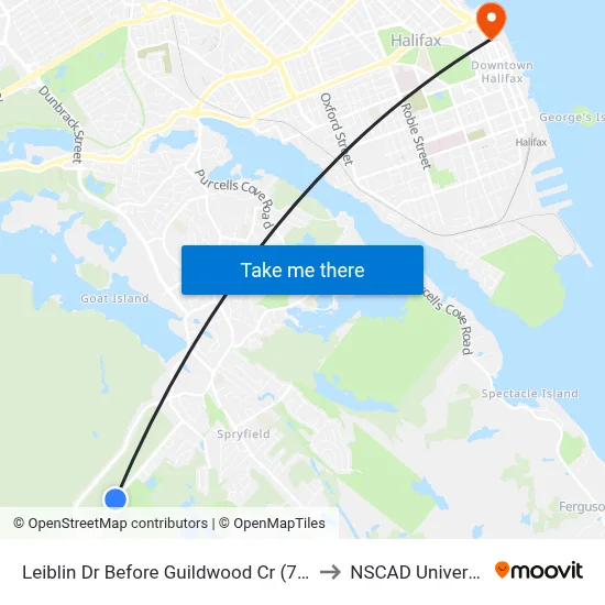 Leiblin Dr Before Guildwood Cr (7136) to NSCAD University map