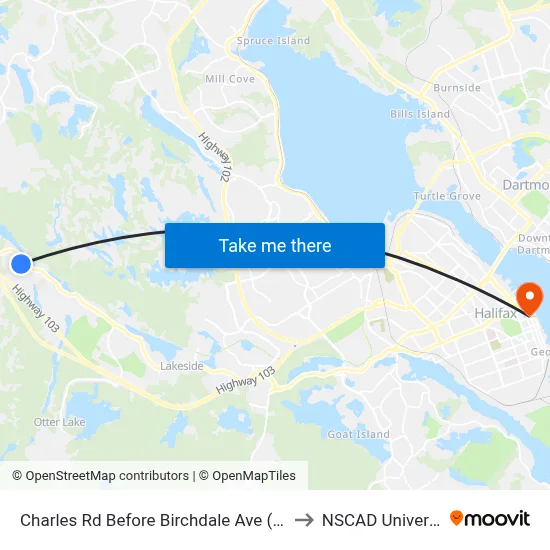 Charles Rd Before Birchdale Ave (9039) to NSCAD University map