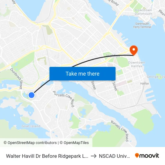 Walter Havill Dr Before Ridgepark Ln (8804) to NSCAD University map