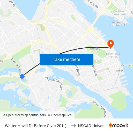 Walter Havill Dr Before Civic 201 (8806) to NSCAD University map