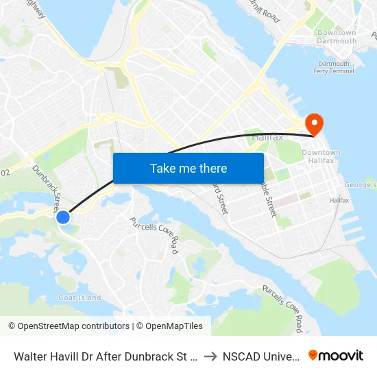 Walter Havill Dr After Dunbrack St (8809) to NSCAD University map