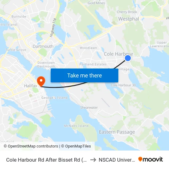 Cole Harbour Rd After Bisset Rd (8759) to NSCAD University map